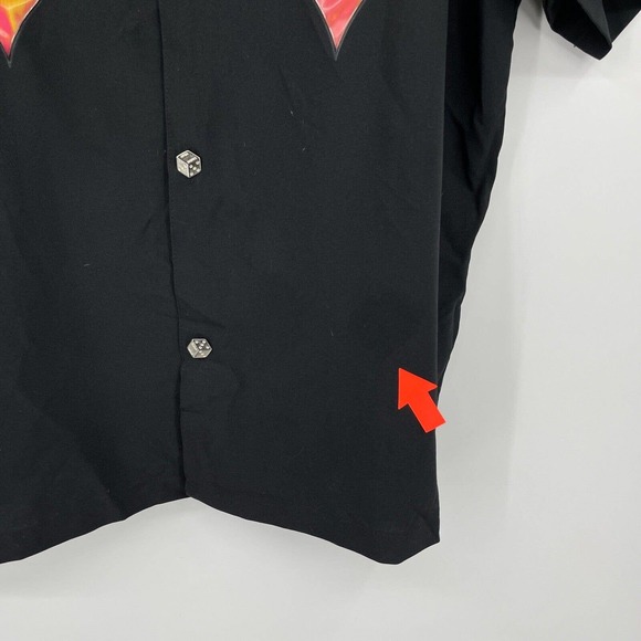 Casino Wear Flame Fire Shirt Black Short Sleeve Real Pimps Physchobilly Mens 2X - Picture 3 of 10